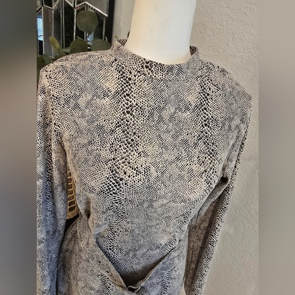 Snakeskin Print Long Sleeve Dress - Picture 3 of 9